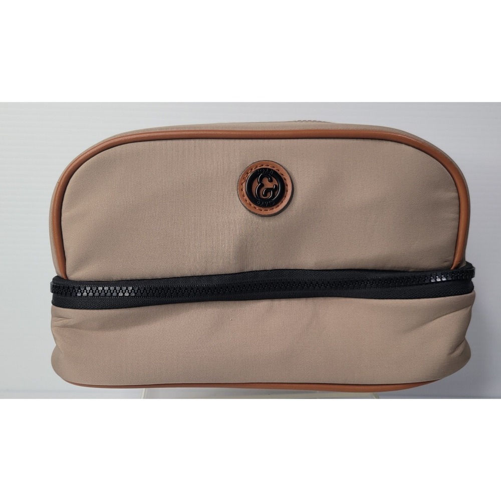Joan & David Cosmetic Toiletry Traveling Bag Pouch Beige/Brown 2 Pockets Unisex